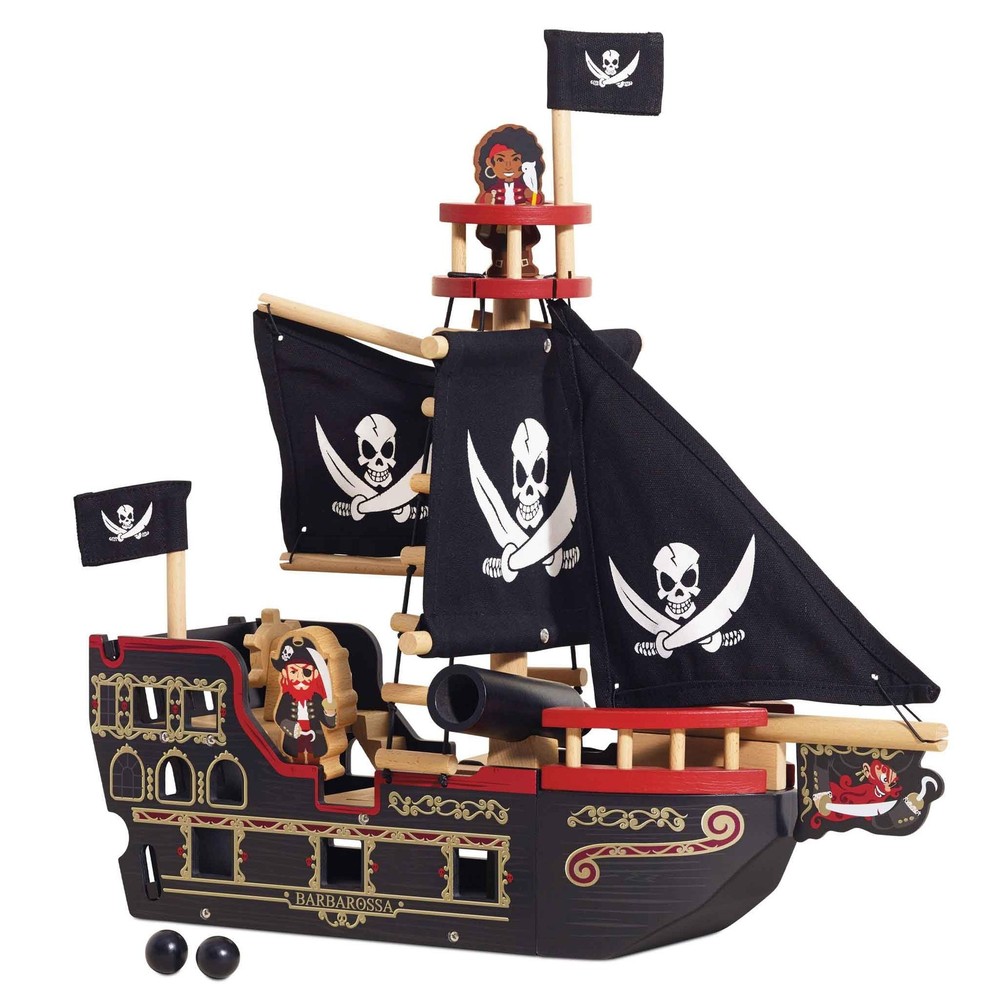 Barbarossa Pirate Ship Set Premium Wooden Toys for Ages 3 years & Up