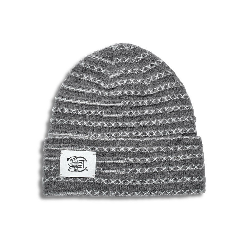Hirono x CLOT Knitted cold hat gray white