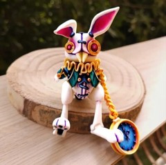 Articulated White Rabbit, Flexi Halloween gift, 3D Printed
