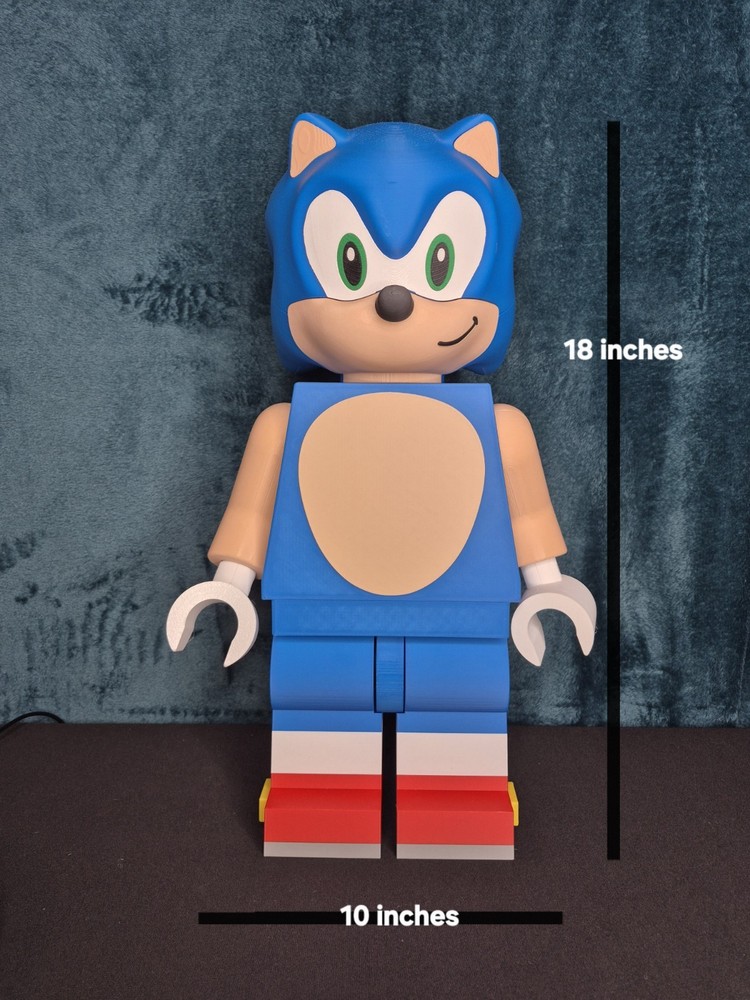 Jumbo XL Sonic Inspired Minifigure 19in 3D Printed Poseable Display Figure