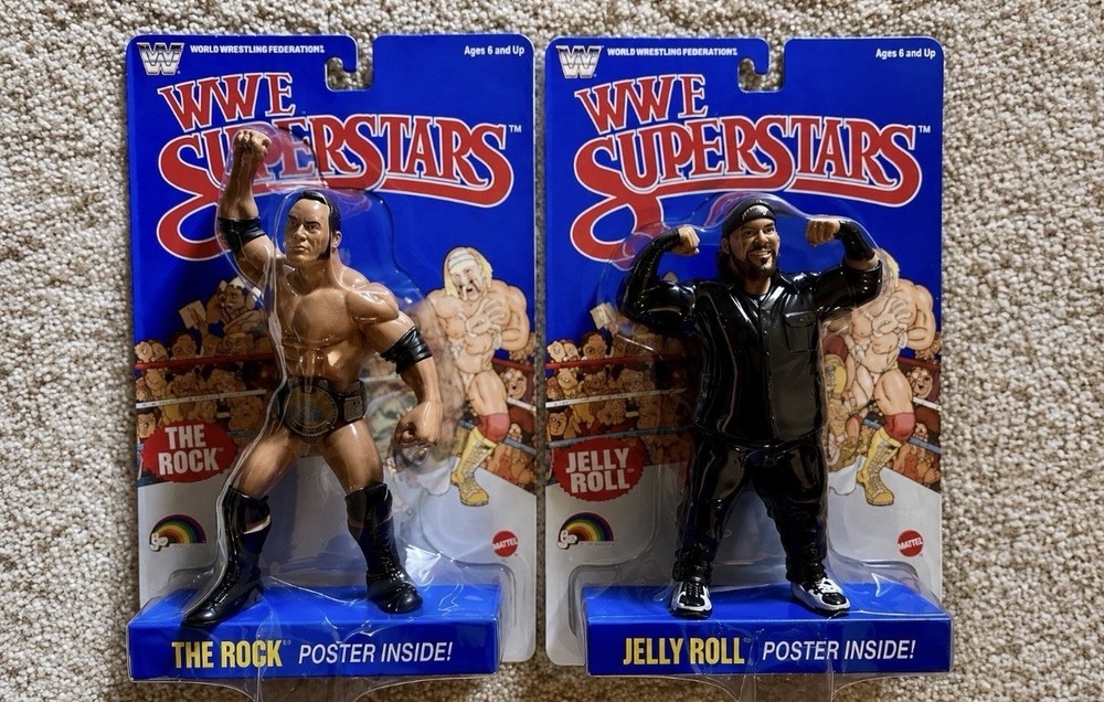 WWE Jelly Roll + The Rock Mattel Superstars LJN Action Figure