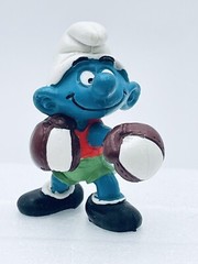 Smurfs Vintage Super Boxer Smurf Boxing Knockout PVC Figure Toy Figurine 1980