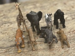 Wild Animal Figures Lot X8 Safari & MOJO 1997-23 Giraffe, Elephant, Gator