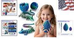 15″ 3D Printed Dragon Egg with Articulated Dragon Inside,Crystal Dragon Toys,…