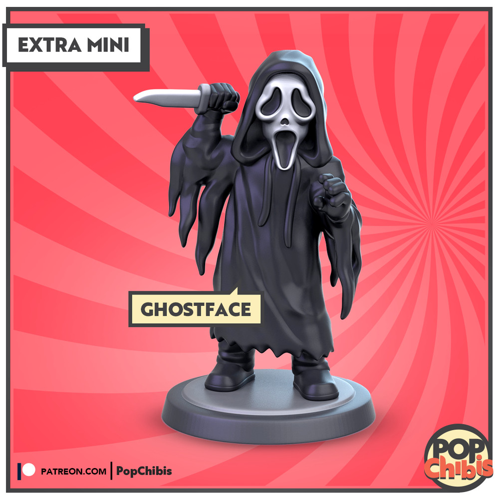 Ghostface | POP | CHIBI | 60mm base | 1:20 | 3D print | Model Kit