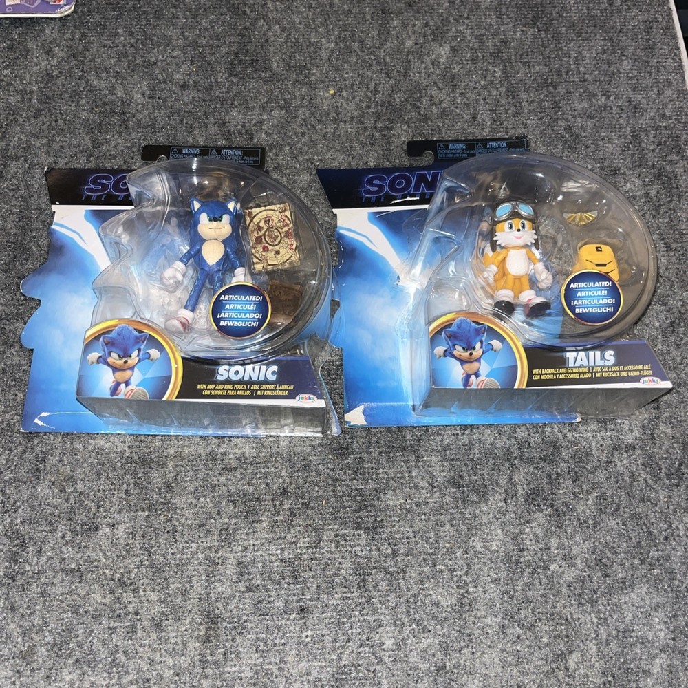 Sonic 2 Movie 4 Inch Figures Sonic with Map And Tails New Damaged Boxes See Pics