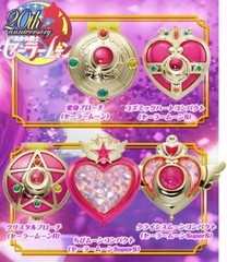 Bandai Sailormoon 20th Anniversary Brooch Compact Mirror Part 1 Gashapon Set x5
