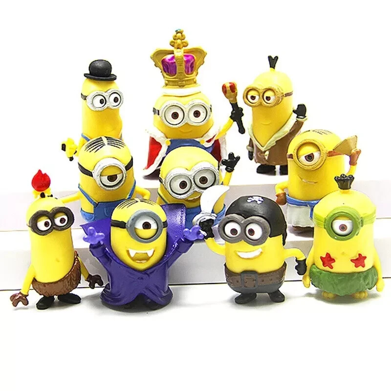 10Pcs/Set Kawaii Minions Toys 3D Eye Despicable Action Figure Kids/Adults Decora