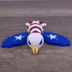 Tiny Eagle 3D Articulated Flexi Fidget Toy Gift- Collectible Desk Pet – Flag