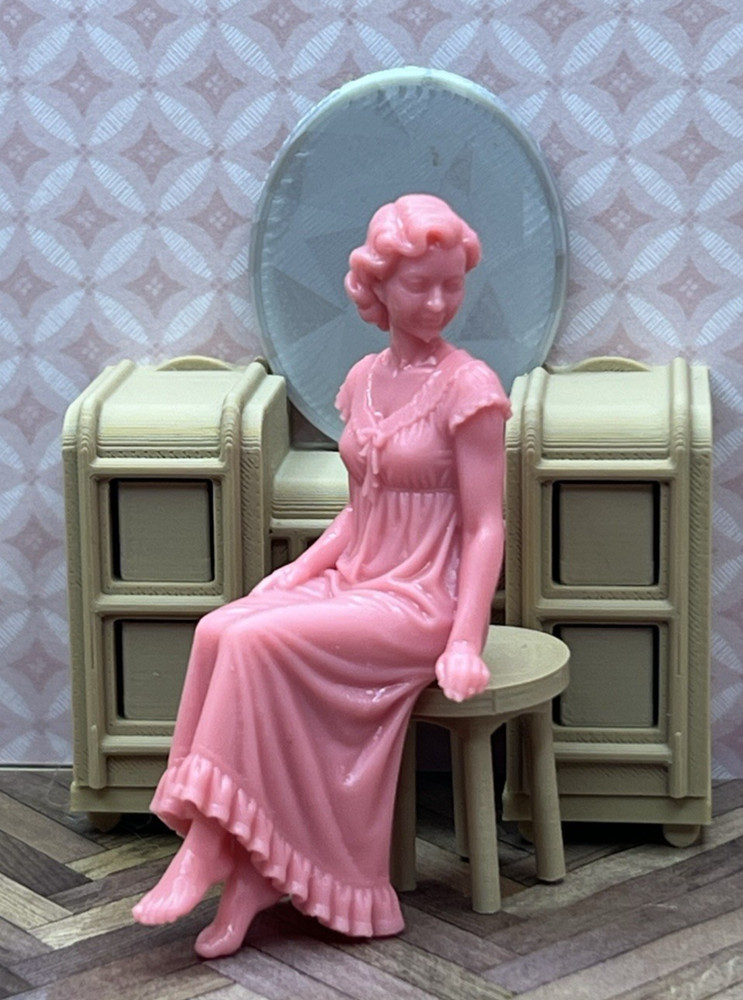 1:24 Scale Dollhouse Figure “Evening Beauty Ritual” 1950s Inspired by Marx