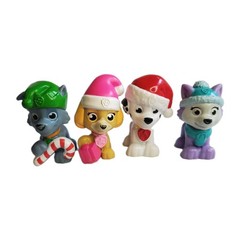 Lot Of 4 Paw Patrol Snow Rescue Arctic Pups Winter Beanie Hats 2″ Mini Figure