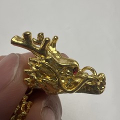 Chinese Gold Tone Articulated Dragon Figurine 3D Zodiac Tabletop Feng Shui Decor