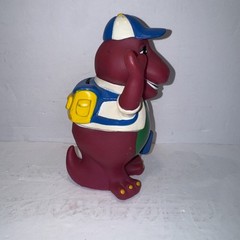 Vtg 1992 Lyons Group 7″ Barney Purple Dinosaur Coin Piggy Bank Back to School