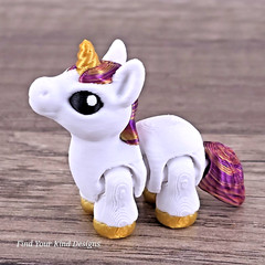 Mystical Unicorn Hatchling 3D Printed Flexi Fidget Gift Articulated Toy