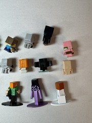 Minecraft Mini-Figures Metal Die Cast Plastic 1” Stone Series Lot Of 14