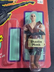 1986 Remco Ninja Strike Force Action Figure Shaolin Monk on Card Weapon Missing