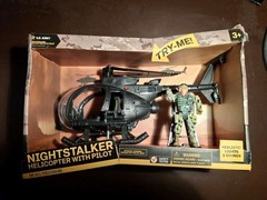 U.S. Army Night Stalker Helicopter with Pilot. Lights,Sound New In Box, Damage