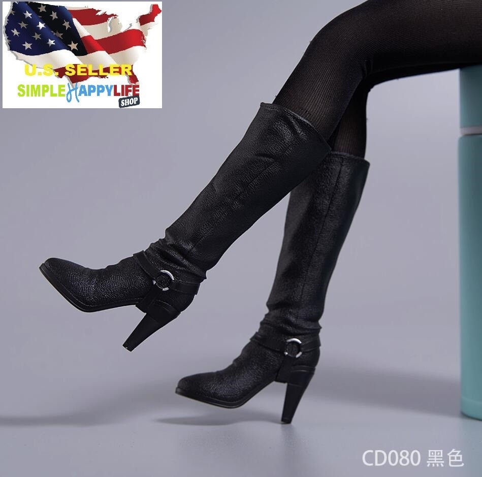 NEW 1/6 scale black boots for 12″ Female figure worldbox Phicen Hot toys ❶USA❶