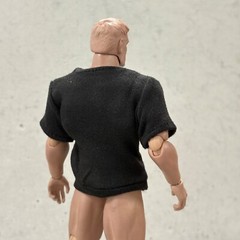 SU-RG-SL-BK-L: 1/12 Black T-Shirt for 6″ muscular action figure body