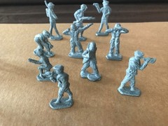 Unpainted Lot Of 28 Lead Figures-Knights-Indians-Tee Pee-Calvary-WWI Solders