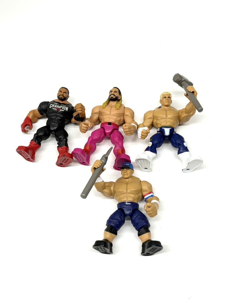 Mattel WWE Knuckle Crunchers Lot Of 4 Cody Roman Seth John Cena 2023 3″ Figures