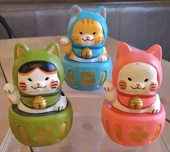 Lucky Cat Daruma (Assorted 3 Pc Lot) 🐱 by Partner Toys 2″ PVC Gacha Figures