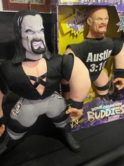 WWE / WWF Undertaker and Stone Cold 1998 Jakks Bone Crushing Buddies Plush 17″