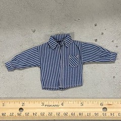 BE-DST-NVY: 1/12 Open Front Navy blue stripe dress shirt for 6″ Muscular body