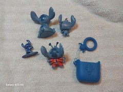 Disney Stitch Figure Lot Of 5 Metal, Rubber, Plastic