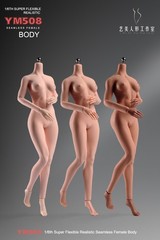1/6 Female Pale Mid Bust Plump Silicone Doll Seamless Body For 12″ Action Figure