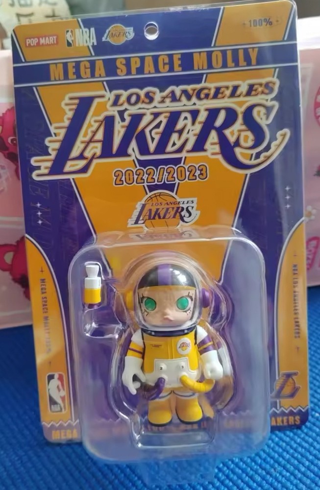 Pop Mart Mega Space Molly 100% NBA Lakers Special Edition Rare! New Authentic