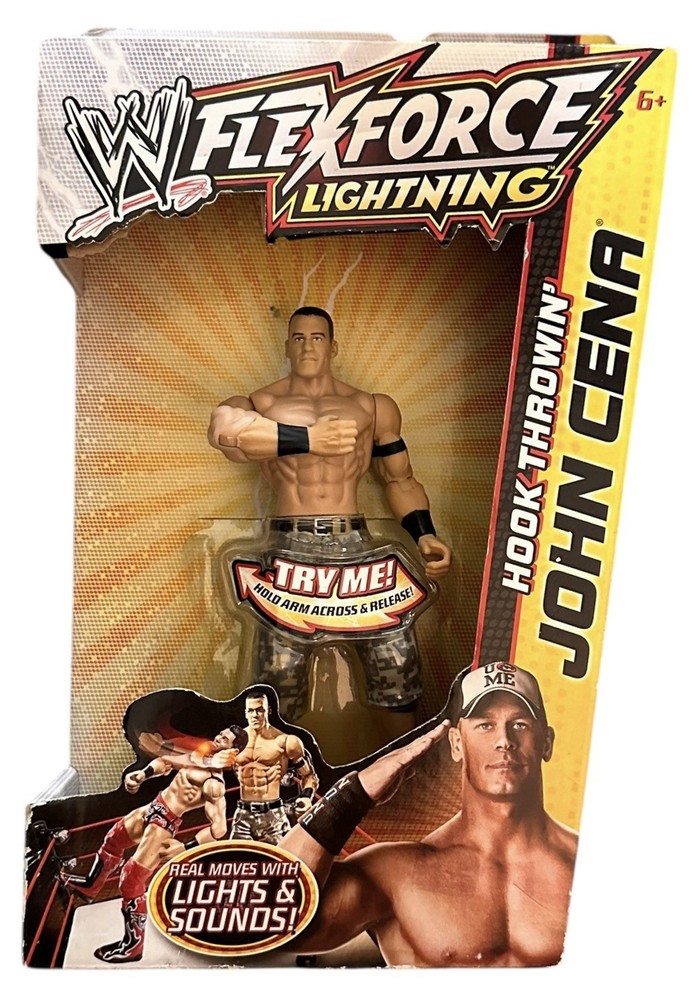 WWE Flexforce Lightning Hook Throwing John Cena W/Electronic Lights & Sounds NEW