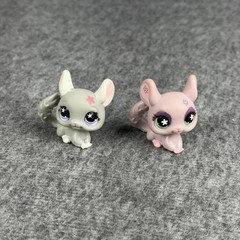 Hasbro Littlest Pet Shop 495 630 Chinchilla Figures Lot 2 Gray Pink 2007 LPS