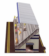 1/64 Slot Car Modern Bleachers Photo Real Fits Aurora AFX HotWheels race track.