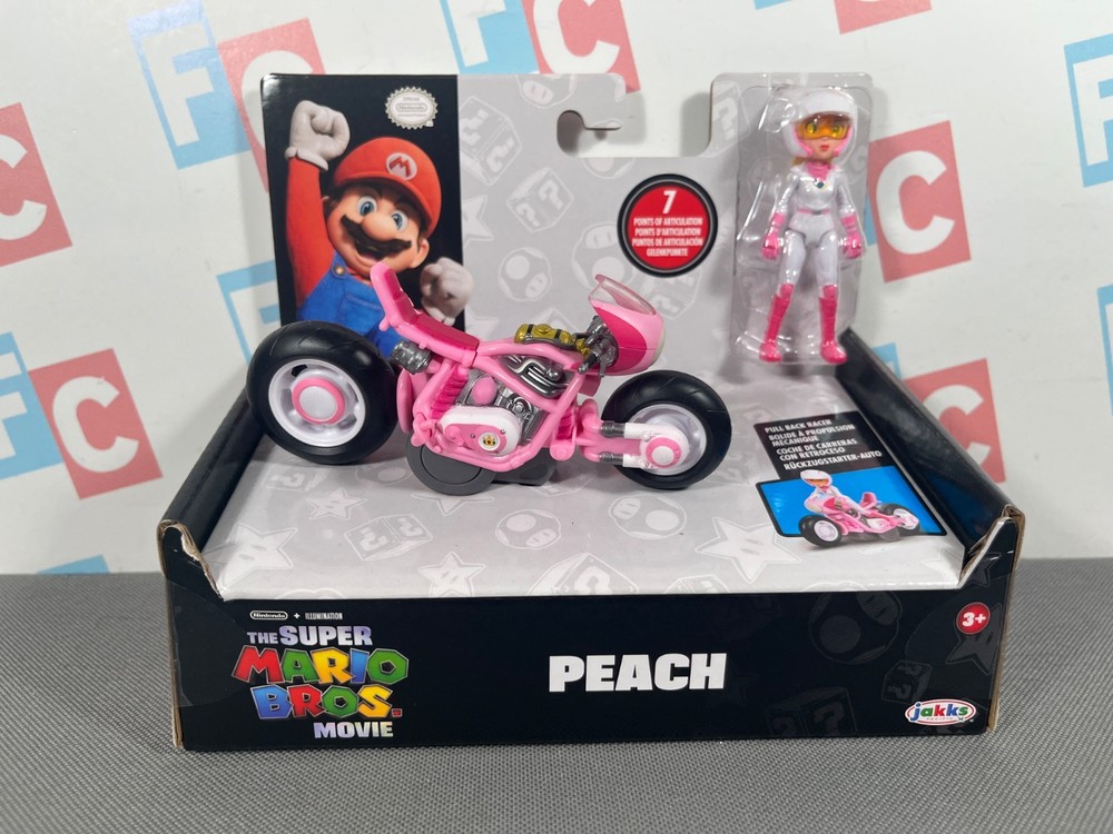 Super Mario Bros Jakks Princess Peach Figure & Pull Back Racer Kart NEW IN BOX
