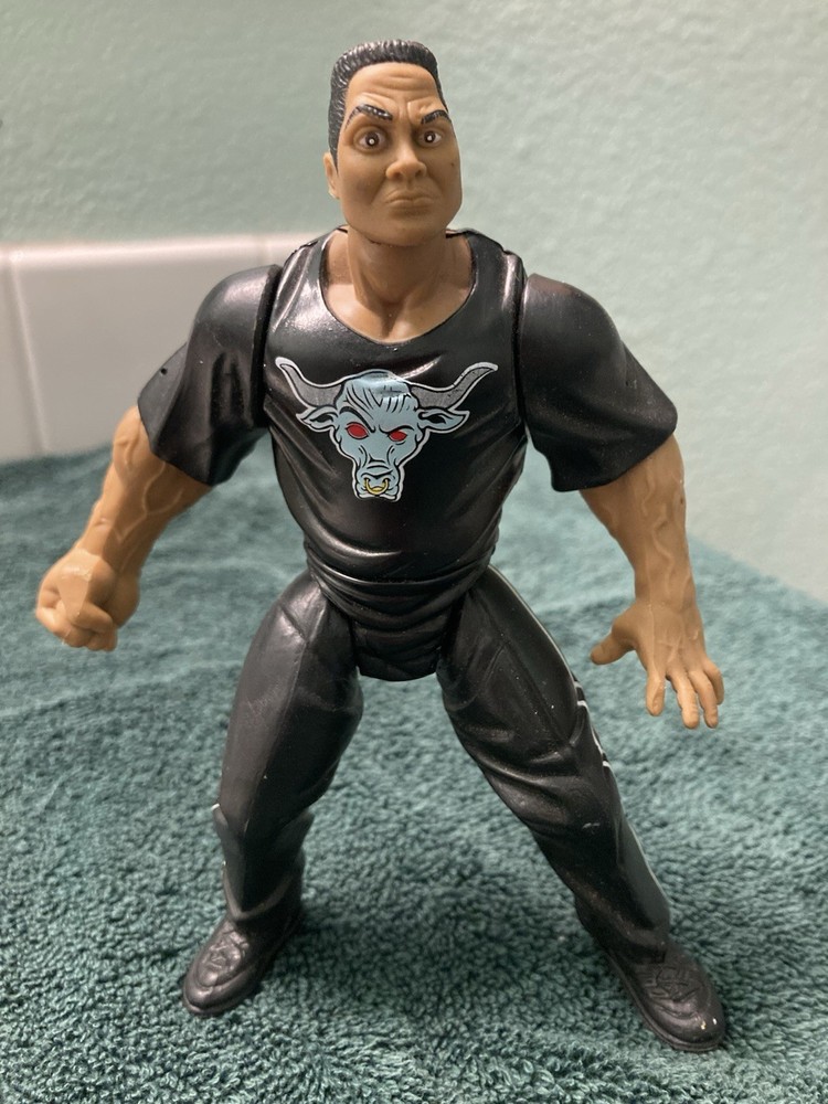 WWF The Rock Jakks Pacific 1999 Bone Crunching Action BCA Figure Brahma Bull