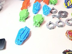 Lot of 20 Beyblade Tops Hasbro Collection Plus Rip Cords And Launchers