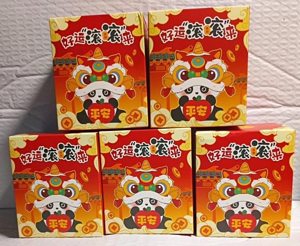 Lot of 5 WenYi Panda 🐼 Goo Luck Is Rolling In Blind Box-Colors Marked On Boxes