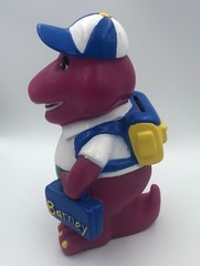 1992 Barney Purple Dinosaur Coin Piggy Bank With Plug Back to School