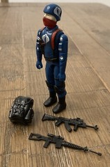 Black Major GI Joe Factory Custom Cobra Trooper With Silver Helmet Sigil