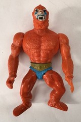 Vintage 1982 MOTU Beast Man Action Figure w/ Weapon, Partial Card Back