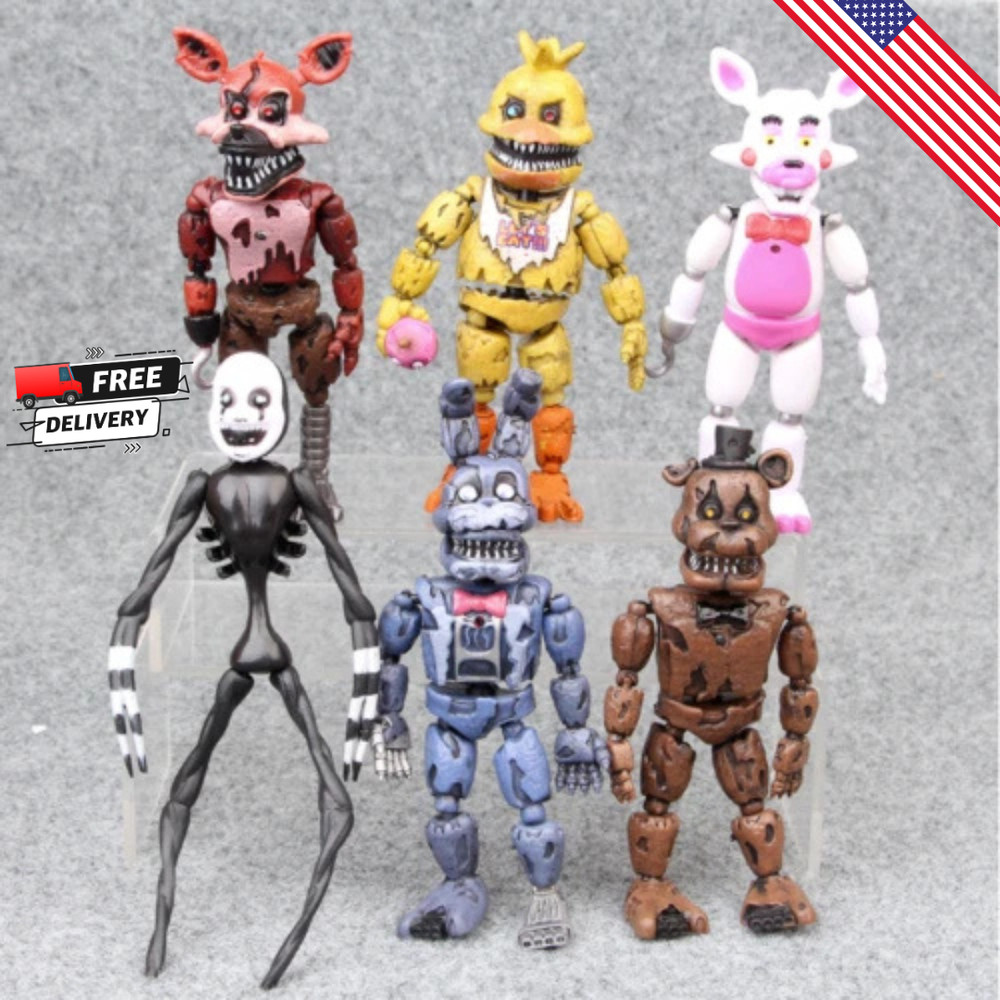6pcs Set Five Nights at Freddy’s 6‘’ Action Figures FNAF Toys w/light.