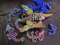 3D Printed Crystal Articulated Dragon | Home Office Desktop Fidget Toys Crystal