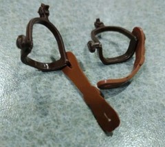 1960’s-70’s Marx Johnny West Pair of Brown Spurs w/Straps Nice Cond