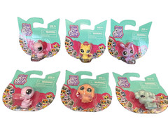 Lot of 6 Littlest Pet Shop Mini Figurines Duck Cat Dog Sheep Rabbit 5 Different