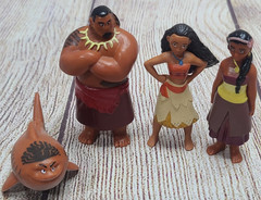 Walt Disney Moana Figures Toys Cake Toppers Lot of 4 Black Beige Red