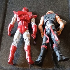 Marvel Iron Man & Thor Plastic Action Figure Lot w/ Hammer, Red/Silver/Black