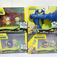 Illumination Minions Monsters Sound Stage Playsets & Mini Fart Blaster Lot of 4