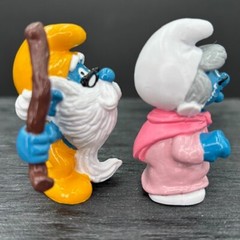 Smurfs 20226 Grandpa & 20408 Grandma Nanny Smurf Figures Lot Vtg 1980s Applause
