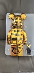 Garfield Gold Chrome Version 100% + 400% Bearbrick Set by Medicom Toy